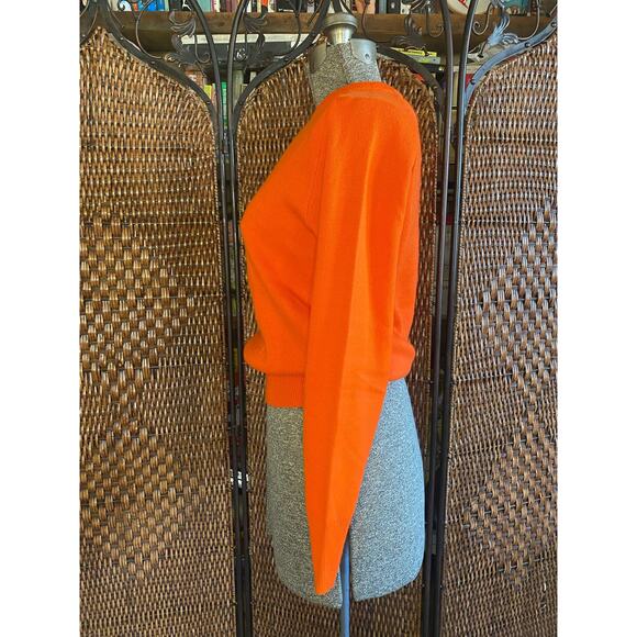 Size M//Vintage 80s Hunter Blaze Orange V Neck Sweater - Picture 3 of 4